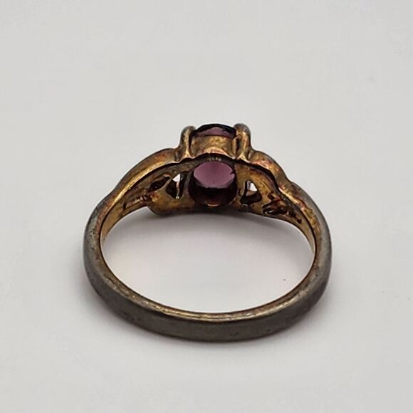 Vintage Uncas 14K GE Purple Glass & CZ Ring (7) - Picture 6 of 8